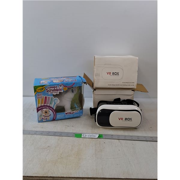 VR Box Virtual Reality Glasses & Scribbles Scrubbie Toy- As Is