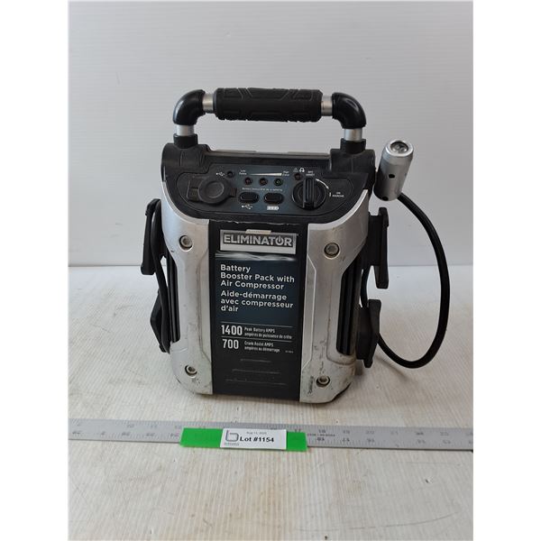 Eliminator Battery Booster Pack With Air Compressor- As Is- 11" x 7.5" x 12.5"