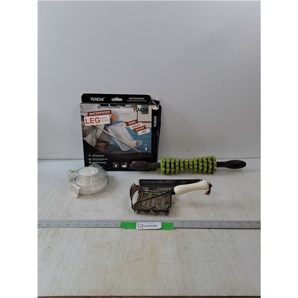 Waterproof Leg Cast Cover, Massager & Curry Comb