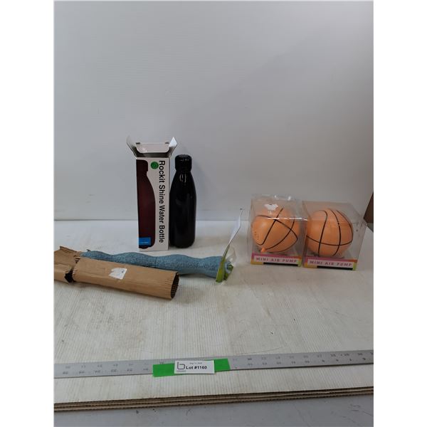 Rockit Shine Water Bottle, (2) Basketball Shaped Air Pumps(NIB) & Pedi-Perch