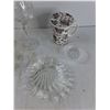 Image 3 : Candle Holder, (2) Crystal Glasses, Candy Dish, Misc