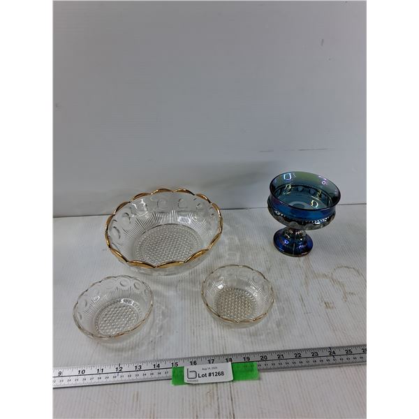 (3) Glass Bowls, Glass Vase