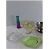 Image 2 : Glass Juicer, (2) Bowls, Diamond Dish, Misc