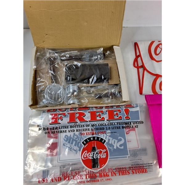 Coca-Cola Bar Set, Apron With Pot Holders, Labled Plastic Bags