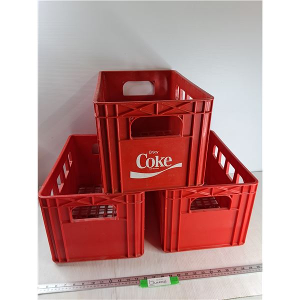 *(3) Coca-Cola Plastic Crates With Dividers 17'' x 11'' x 11'' - PICK UP ONLY
