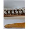 Image 5 : (12) Jars With Holder, Rolling Pin, Clock, Misc
