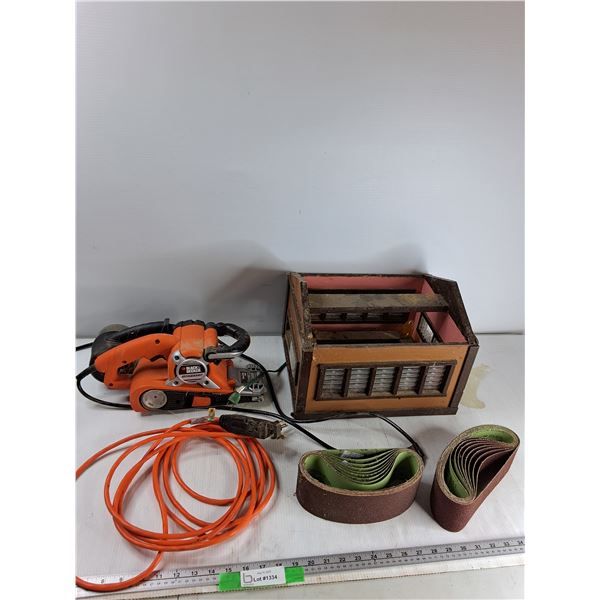 Belt Sander, (2) Belt Sander Belt, Extension Cord, Misc