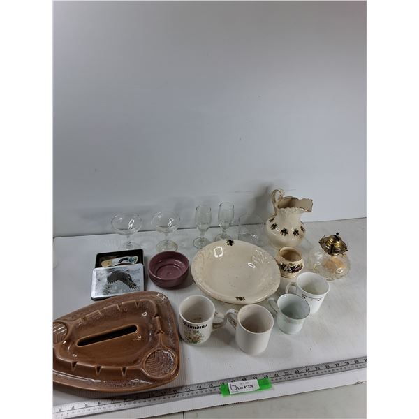 Pocket Knife, (4) Mugs, Pitcher, Misc - As Is CANNOT SHIP