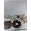 Image 1 : (4) Tea Cups, Wooden Tray, Tea Pot, Misc