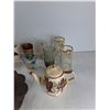 Image 4 : (4) Tea Cups, Wooden Tray, Tea Pot, Misc