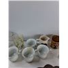 Image 5 : (4) Tea Cups, Wooden Tray, Tea Pot, Misc