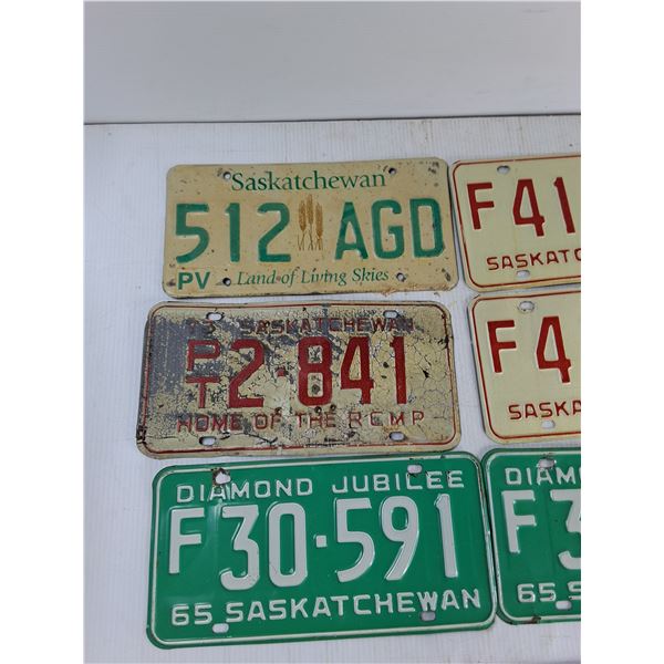 (6) Saskatchewan License Plates