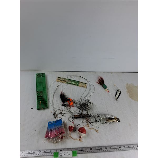 Fishing Lures, (2) Bobbers, Pickerel Rigs, Misc