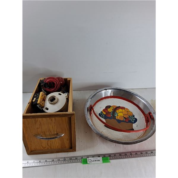 Metal Tray, Assorted Electrical Items - As Is CANNOT SHIP