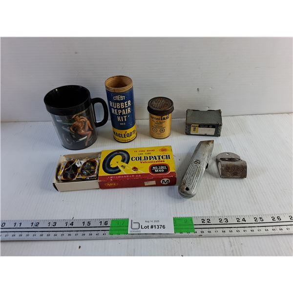 Vintage Car Tube Patches, Snap On Mug, Box Cutter, Socket Head Cap Screws and Misc