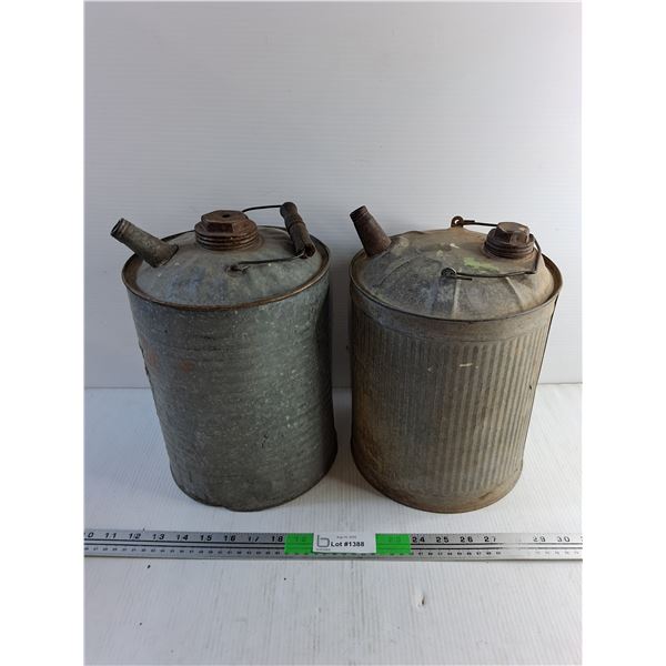 (2)  Vintage Galvanized Oil Cans