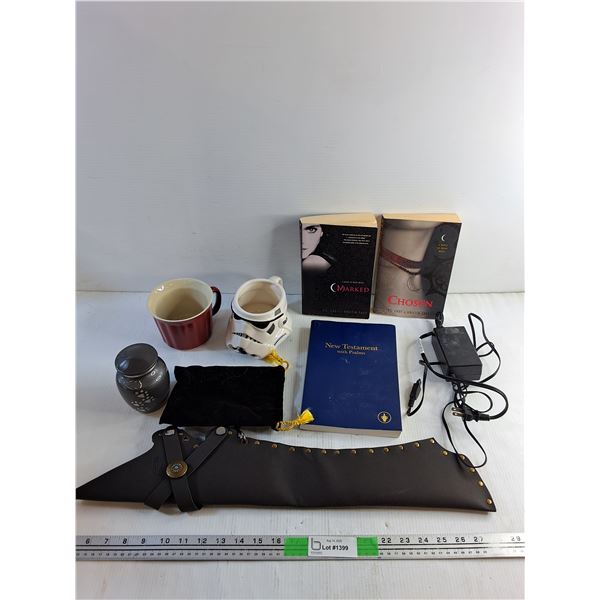 Ash Urn, Machete Sheath, Power Cord, Star Wars Mug and Books - New Testament & Kristin Cast