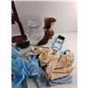 Image 3 : Bottle Capper, (2) Vases, Decorative Pine Cones, Jar Lifter and Scrap Fabric