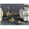 Image 3 : (2) Ceramic Angel Decorations and Silver Plated Dish & Spoon