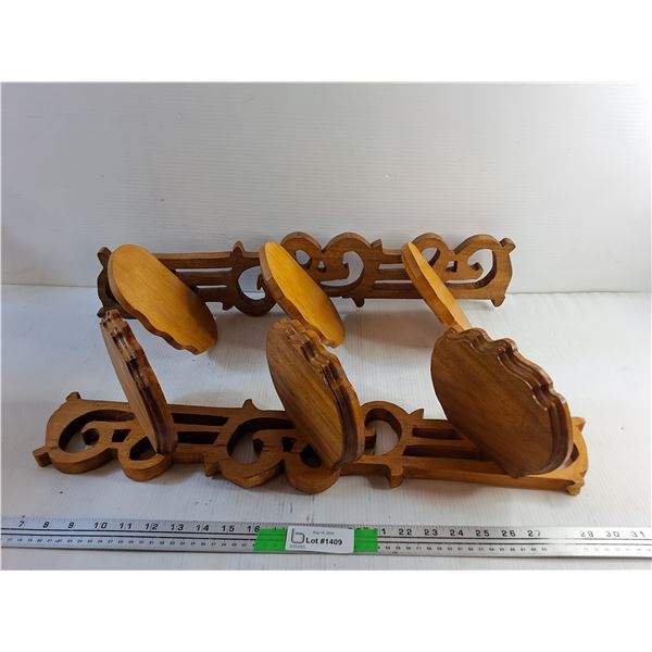 (2)  Wooden Wall Shelves 24" x 4" x 6"