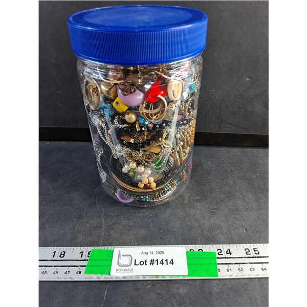 A Jar of Crafting Jewelry Findings and Pieces