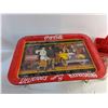 Image 2 : Coca Cola TV Tray 17" x 12", Coca Coca Bottle Caddy and (2) Glass Bottles