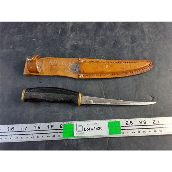 6" Blade Filleting Knife with Leather Sheath