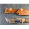 Image 2 : Taymor Nomad 6" Fixed Blade Hunting Knife with Wooden Handle and Leather Sheath