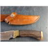 Image 3 : Taymor Nomad 6" Fixed Blade Hunting Knife with Wooden Handle and Leather Sheath