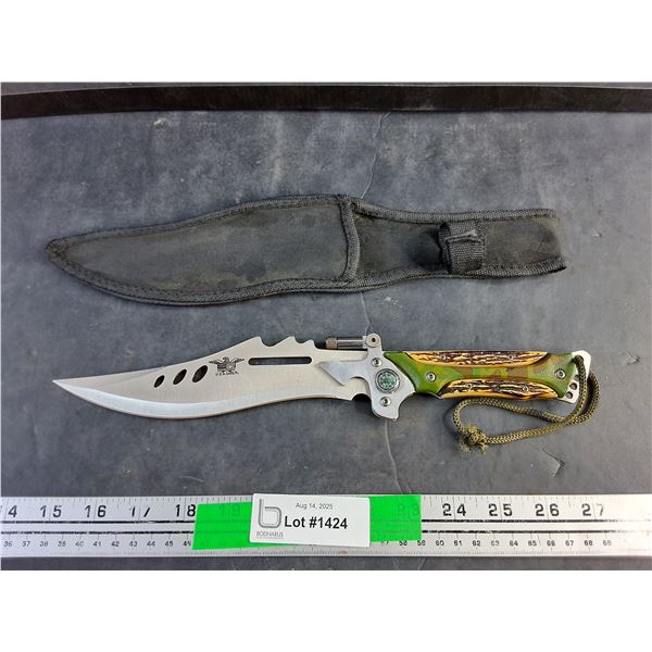 U.S.A Saber 8" Fixed Blade Hunting Knife with Compass and Flashlight