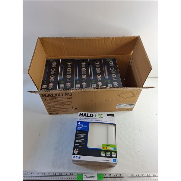 (6)  Halo 3000k LED Surface Mount Downlights - 4" Direct Ceiling Mount - New