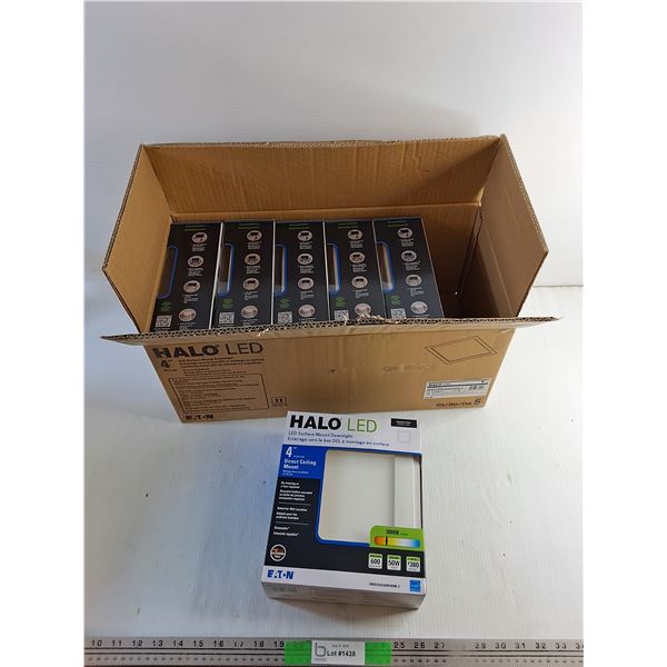 (6)  Halo 3000k LED Surface Mount Downlights - 4" Direct Ceiling Mount - New