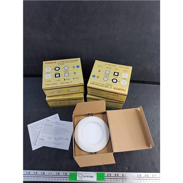 (5) Yuurta 4" 10W LED Downlight - Dimmable with Junction Box - IC Rated - New