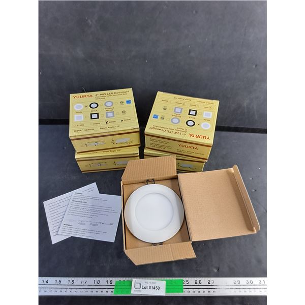 (5) Yuurta 4" 10W LED Downlight - Dimmable with Junction Box - IC Rated - New