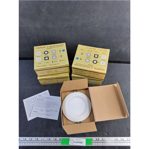 (5) Yuurta 4" 10W LED Downlight - Dimmable with Junction Box - IC Rated - New