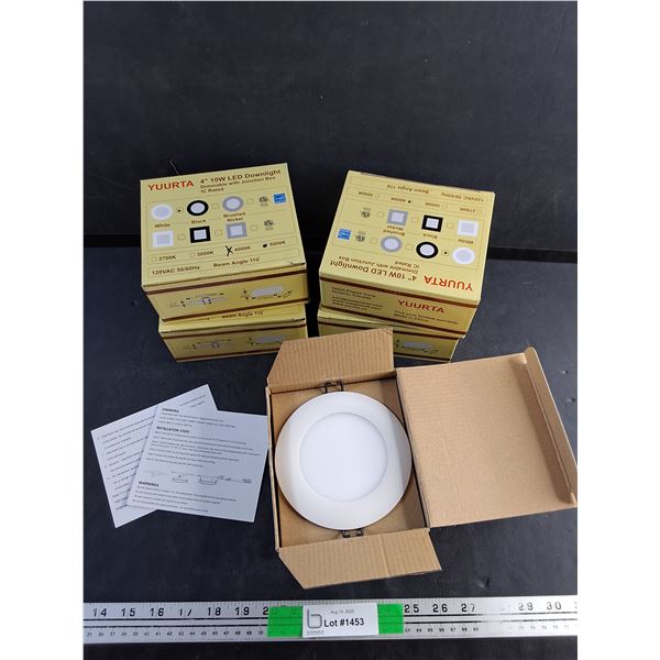 (5) Yuurta 4" 10W LED Downlight - Dimmable with Junction Box - IC Rated - New