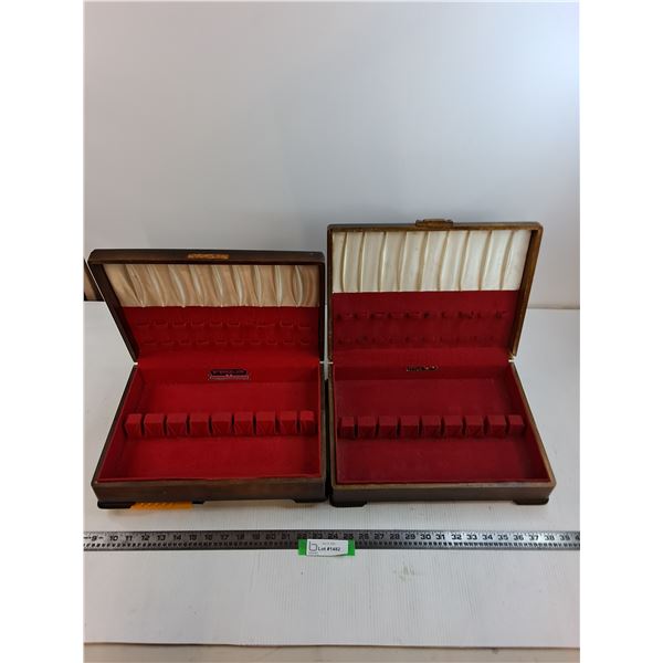 (2) Vintage Wooden Silverware Storage Chests