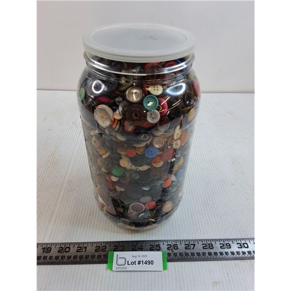Large Plastic Jar of Buttons