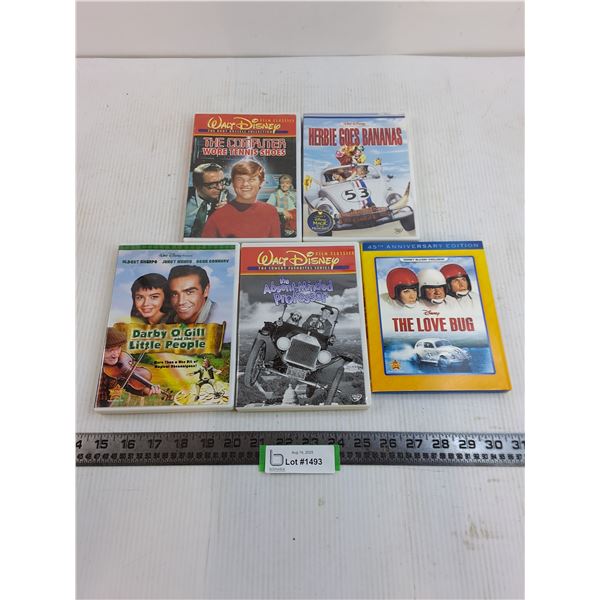 (5) Walt Disney DVD Movies (Darby O'Gill, The Love Bug, Absent Minded Professor)