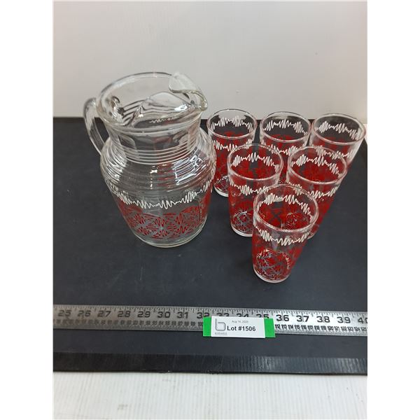 Glass Pitcher & 6 Glasses Matching Set