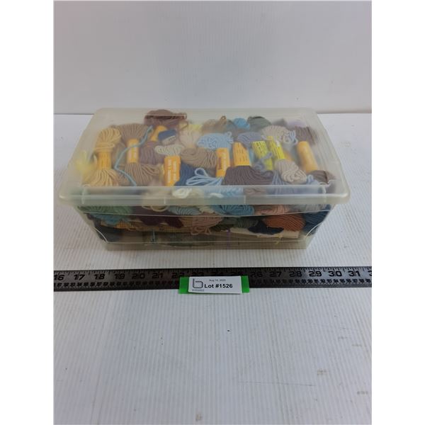 Yarn & Needlework Project Materials in Storage Bin