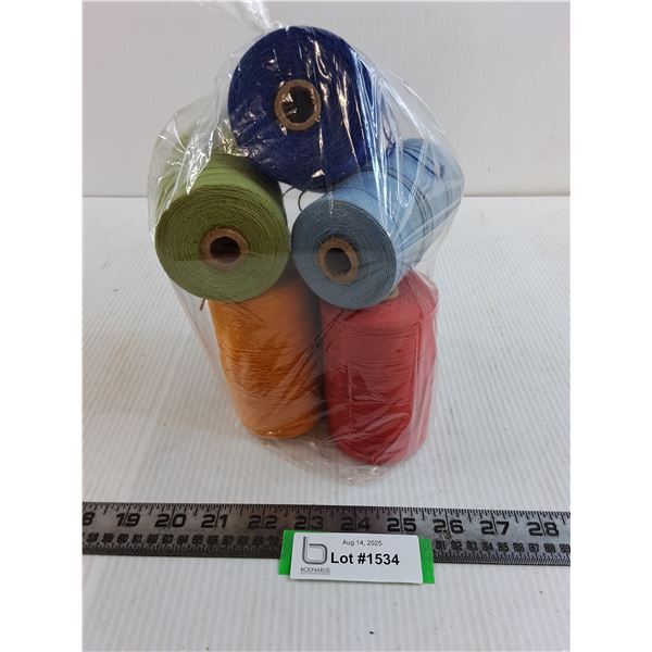 (7) Spools of Blue/Green/Red/Orange/Brown Yarn