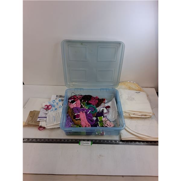Quilting/Needlework/Crafts Supplies with Plastic Storage Bin