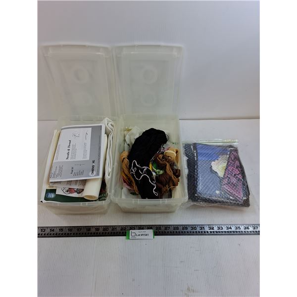 (2) Storage Bins Full of Needle Work/Needle Craft Materials/Projects