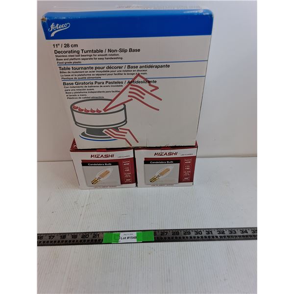 (1) Cake Turn Table 11" - (2) 12-Pack Hizashi 40 Watt Light Bulbs