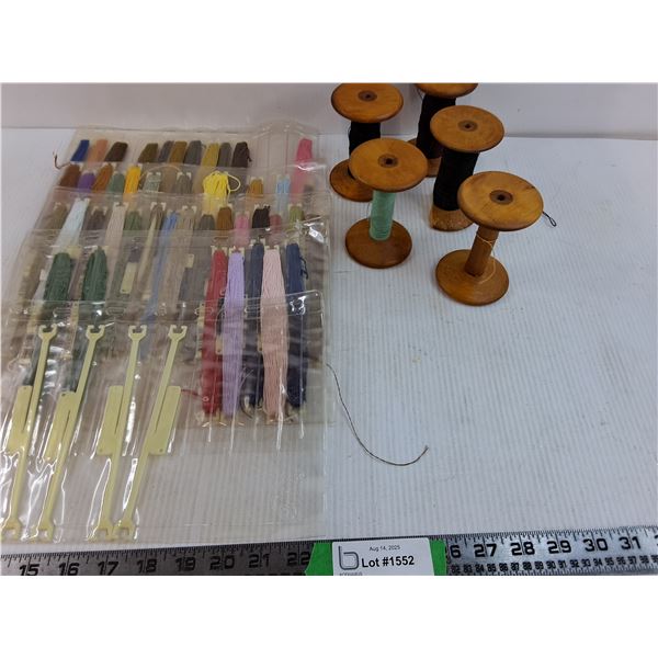 Assorted Thread And (3)Wood Thread Spools