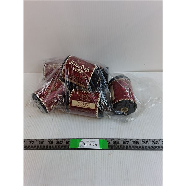 (6) Black Homecraft Wool Yarn *850 YD