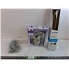 Image 1 : Assorted Gadget Lot - Hand Sticher/Sewing Machine, Fill up Cookie Press, Grab Bar, Drapery Hooks/Pin