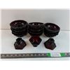Image 1 : (11) Vintage Avon Cape Cod Ruby Red Glass Dessert Bowls - (3) Small Glass Bowls