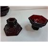 Image 2 : (11) Vintage Avon Cape Cod Ruby Red Glass Dessert Bowls - (3) Small Glass Bowls